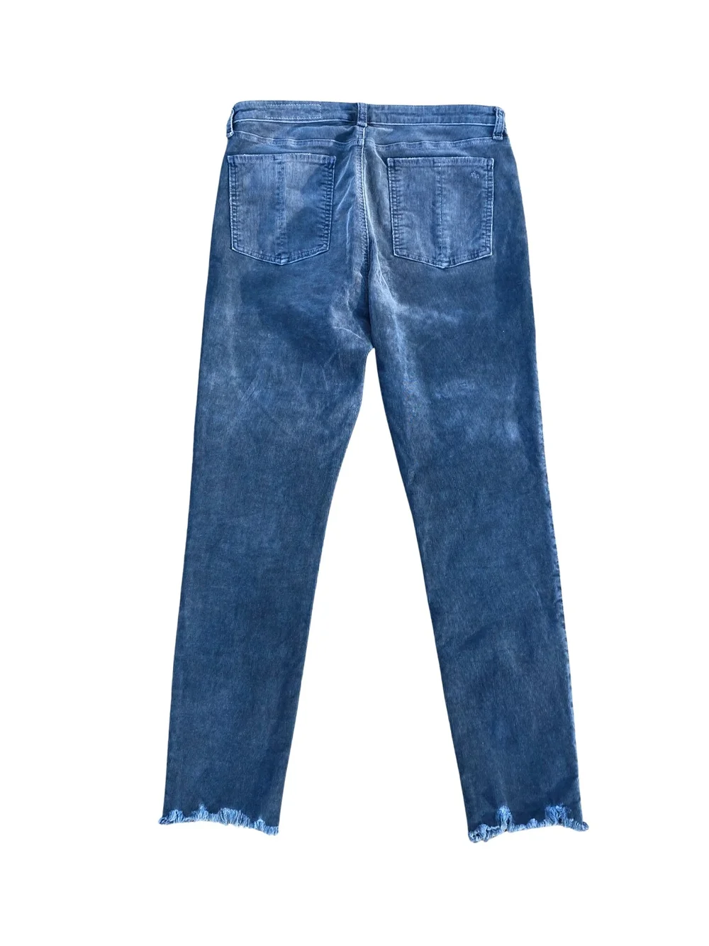 Rag & Bone Nina‎ High-Rise Ankle Skinny Corduroy Pants Navy Raw Hem 31